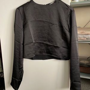 Satin long sleeved crop top